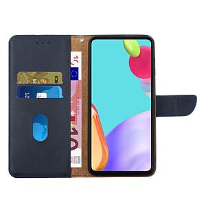 υποδοχές καρτών και μαγνητικό κούμπωμα Flip Wallet από αυθεντικό δέρμα μπλε