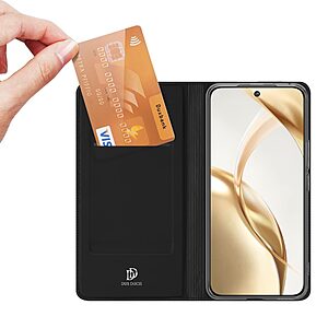 υποδοχή καρτών και μαγνητικό κούμπωμα Flip Wallet από συνθετικό δέρμα και TPU μαύρο