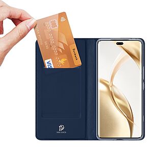 υποδοχή καρτών και μαγνητικό κούμπωμα Flip Wallet από συνθετικό δέρμα και TPU μπλε