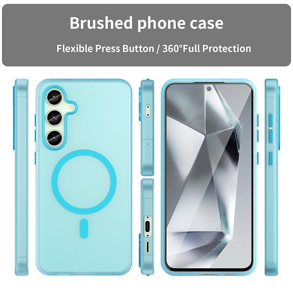 Θήκη Samsung Galaxy S24 FE 5G Mad Mask Λεπτή ματ ημιδιάφανη με ανθεκτικό TPU+PC υλικό και συμβατότητα MagSafe για άνετη φόρτιση μπλε - Image 3