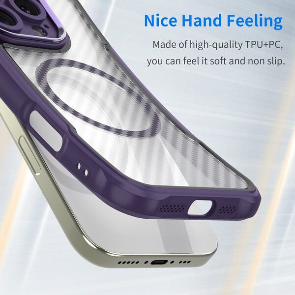 Θήκη Samsung Galaxy S24 FE 5G Mad Mask Premium υφή carbon fiber, προστασία κάμερας και συμβατότητα με MagSafe για εύκολη φόρτιση μωβ - Image 3