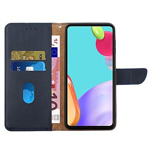 υποδοχές καρτών και μαγνητικό κούμπωμα Flip Wallet από αυθεντικό δέρμα μπλε