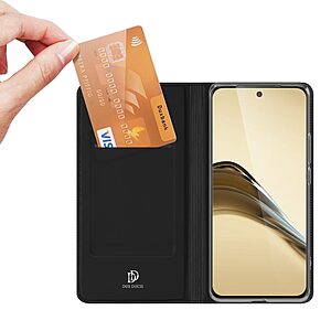 υποδοχή καρτών και μαγνητικό κούμπωμα Flip Wallet από συνθετικό δέρμα και TPU μαύρο