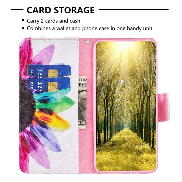Θήκη Samsung Galaxy A16 4G / A16 5G OEM Colorful Petals με βάση στήριξης, υποδοχές καρτών και μαγνητικό κούμπωμα Flip Wallet από συνθετικό δέρμα και TPU - Image 3