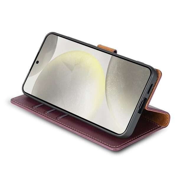 Θήκη Samsung Galaxy A16 4G / A16 5G N.BEKUS Litchi Retro Texture Leather με βάση στήριξης, υποδοχές καρτών και μαγνητικό κούμπωμα κόκκινο σκούρο - Image 3