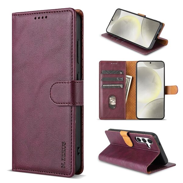 Θήκη Samsung Galaxy A16 4G / A16 5G N.BEKUS Litchi Retro Texture Leather με βάση στήριξης, υποδοχές καρτών και μαγνητικό κούμπωμα κόκκινο σκούρο - Image 5