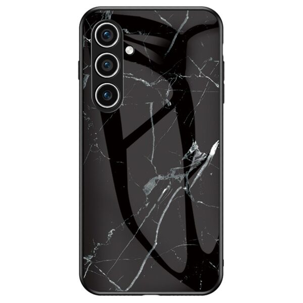 Θήκη Samsung Galaxy A16 4G / A16 5G OEM σχέδιο Marble με Πλάτη Tempered Glass TPU μαύρο
