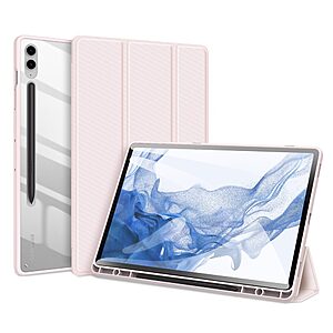 Θήκη Tablet Samsung Galaxy Tab S9 FE+ 12.4" DUX DUCIS Toby Series Tri-Fold με ειδική θέση για πενάκι και διάφανη ενισχυμένη πλάτη ροζ ανοιχτό