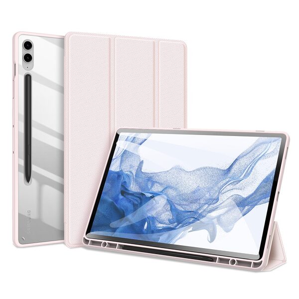 Θήκη Tablet Samsung Galaxy Tab S9 FE+ 12.4" DUX DUCIS Toby Series Tri-Fold με ειδική θέση για πενάκι και διάφανη ενισχυμένη πλάτη ροζ ανοιχτό