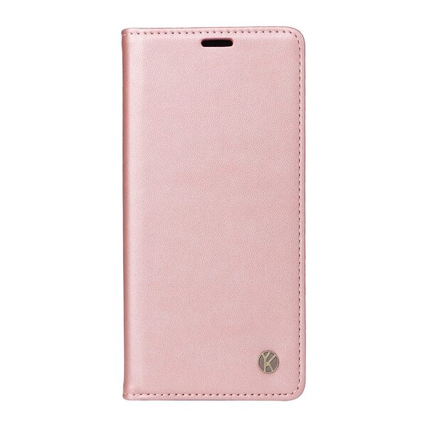 υποδοχή καρτών και μαγνητικό κούμπωμα Flip Wallet από συνθετικό δέρμα και TPU ροζ χρυσό
