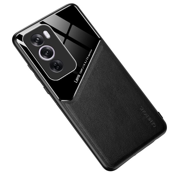 Θήκη Oppo Reno12 Pro 5G OEM Magnetic Glass Series πλάτη με ενσωματωμένο μαγνήτη και υποστήριξη μαγνητικής βάσης από συνθετικό δέρμα TPU μαύρο