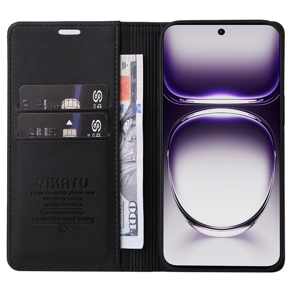 υποδοχή καρτών και μαγνητικό κούμπωμα Flip Wallet από συνθετικό δέρμα και TPU μαύρο