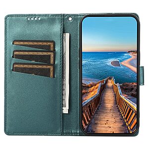 υποδοχή καρτών και μαγνητικό κούμπωμα Flip Wallet από συνθετικό δέρμα και εσωτερικό TPU πράσινο