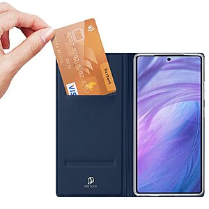 υποδοχή καρτών και μαγνητικό κούμπωμα Flip Wallet από συνθετικό δέρμα και TPU μπλε