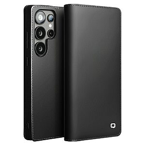 Θήκη Samsung Galaxy S25 Ultra 5G QIALINO book v2 από Premium αυθεντικό δέρμα Genuine Cowhide μαύρο