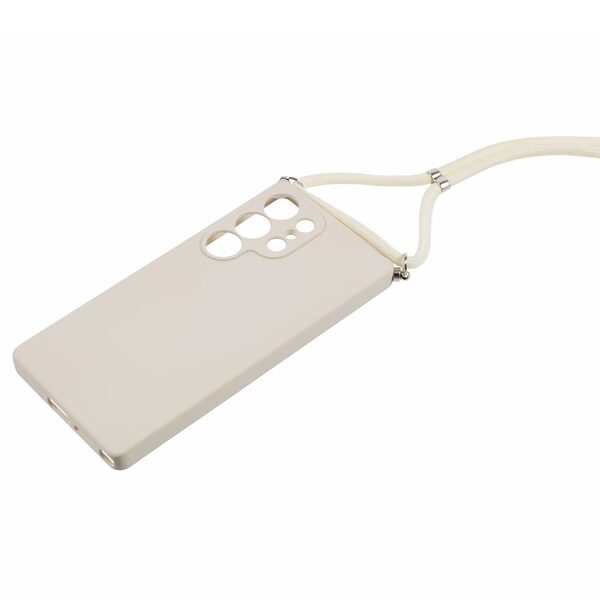 Θήκη Samsung Galaxy S25 Ultra 5G OEM Soft Silicone Sockproof πλάτη με κορδόνι από αντικραδασμικό TPU λευκό - Image 3