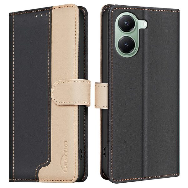 Θήκη Xiaomi Poco X7 Pro 5G BINFEN COLOR Leather Wallet Double Stitching Lines series 13 με βάση στήριξης