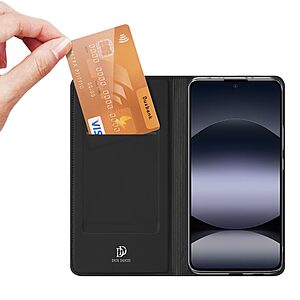 υποδοχή καρτών και μαγνητικό κούμπωμα Flip Wallet από συνθετικό δέρμα και TPU μαύρο