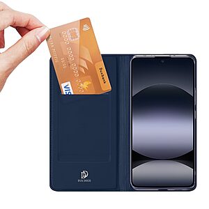 υποδοχή καρτών και μαγνητικό κούμπωμα Flip Wallet από συνθετικό δέρμα και TPU μπλε