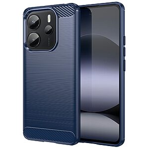 Θήκη Xiaomi Redmi Note 14 4G Mad Mask Brushed TPU Carbon Πλάτη μπλε σκούρο