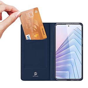 υποδοχή καρτών και μαγνητικό κούμπωμα Flip Wallet από συνθετικό δέρμα και TPU μπλε