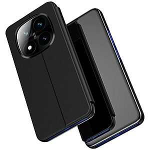 Θήκη Xiaomi Redmi Note 14 Pro Plus 5G OEM Mirror Surface View New Edition Stand Case Cover Flip Window μαύρο