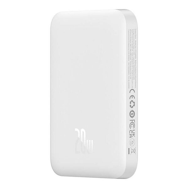 Baseus Powerbank Magnetic Mini 6000mAh 20W MagSafe (white) (P10059002223-00) (BASP10059002223-00) - Image 1