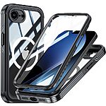 Θήκη iPhone 16e Mad Mask μεταλλική με εσωτερικό μαγνήτη και ανθεκτικό Tempered Glass 360° διπλής όψης συμβατή με Magsafe φορτιστή με Camera Protection Lips μαύρο