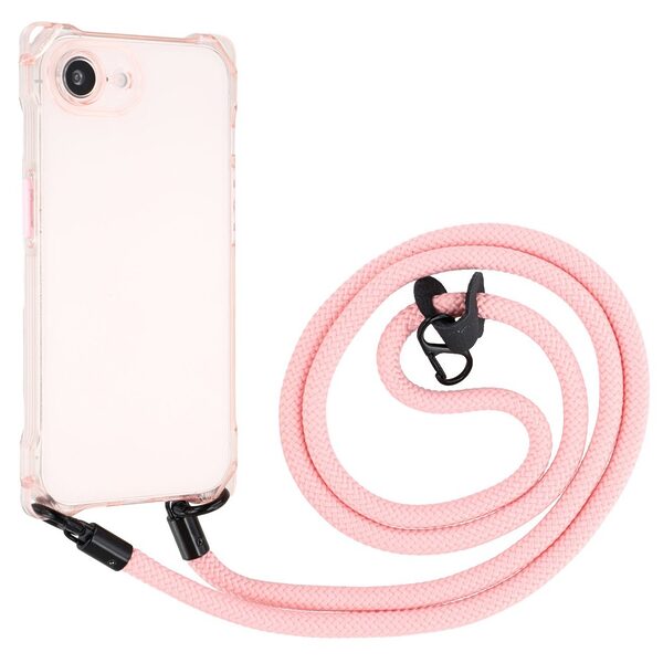 Θήκη iPhone 16e OEM Soft Silicone Sockproof v3 πλάτη με κορδόνι από αντικραδασμικό TPU ροζ