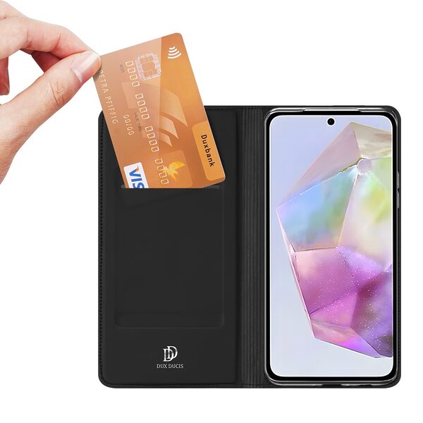 υποδοχή καρτών και μαγνητικό κούμπωμα Flip Wallet από συνθετικό δέρμα και TPU μαύρο