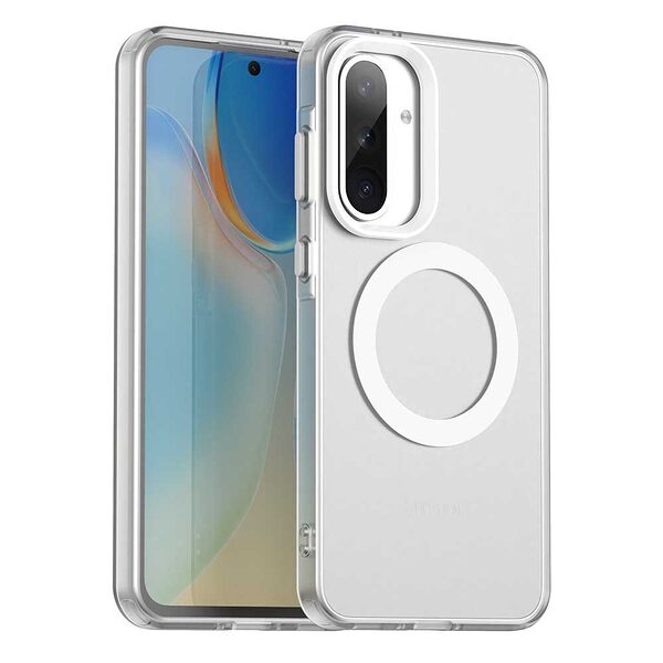 Θήκη Samsung Galaxy A36 / A56 Mad Mask Anti-Slip Sockproof συμβατό με MagSafe φορτιστή Transparent Πλάτη TPU λευκό