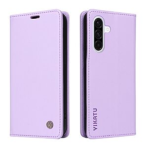 Θήκη Samsung Galaxy A56 YIKATU Folio Series v5 με βάση στήριξης, υποδοχή καρτών και μαγνητικό κούμπωμα Flip Wallet από συνθετικό δέρμα και TPU μωβ ανοιχτό
