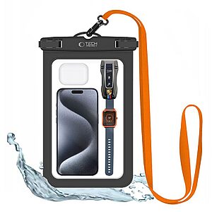 Αδιάβροχη θήκη Smartphone έως 8.9" Tech-Protect Universal Waterproof - Μαύρο/ Πορτοκαλί