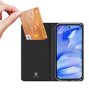 υποδοχή καρτών και μαγνητικό κούμπωμα Flip Wallet από συνθετικό δέρμα και TPU μαύρο