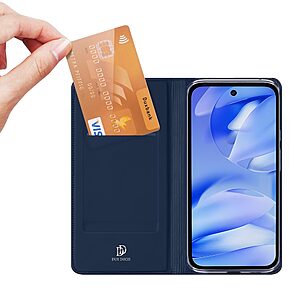 υποδοχή καρτών και μαγνητικό κούμπωμα Flip Wallet από συνθετικό δέρμα και TPU μπλε