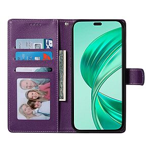 υποδοχές καρτών και μαγνητικό κούμπωμα Flip Wallet από συνθετικό δέρμα μωβ