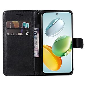 υποδοχή καρτών και μαγνητικό κούμπωμα Flip Wallet από συνθετικό δέρμα και εσωτερικό TPU μαύρο