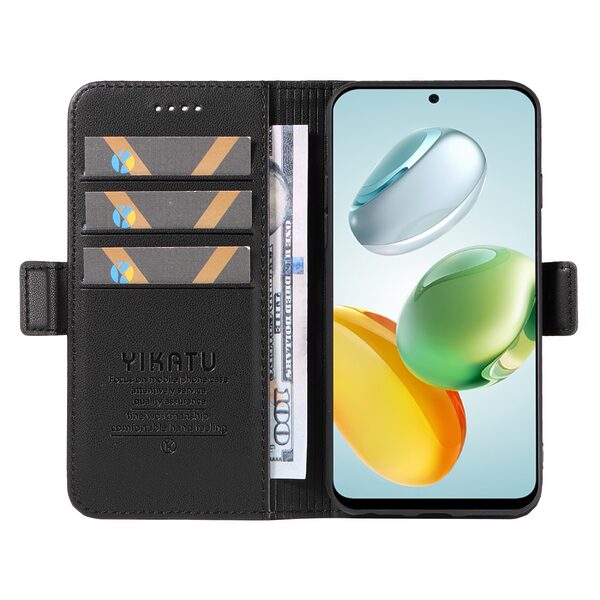 υποδοχή καρτών και μαγνητικό κούμπωμα Flip Wallet από συνθετικό δέρμα και TPU μαύρο