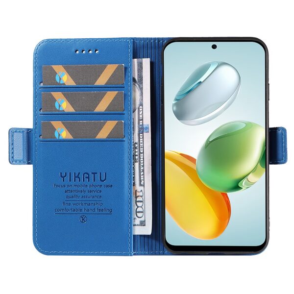 υποδοχή καρτών και μαγνητικό κούμπωμα Flip Wallet από συνθετικό δέρμα και TPU μπλε