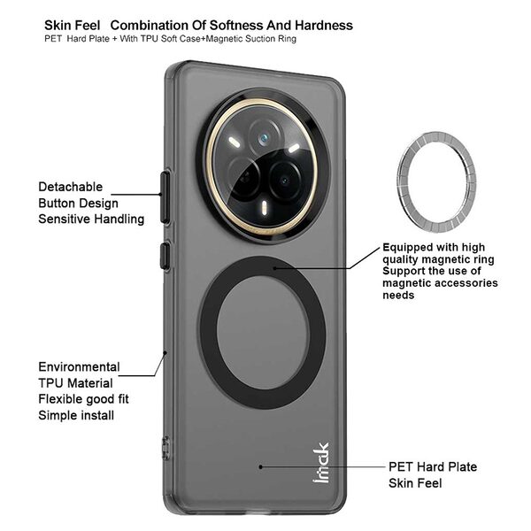 Θήκη Realme 14 Pro+ 5G IMAK Magsafe Series, συμβατό με ασύρματη φόρτιση, Frame TPU πλάτη μαύρο - Image 5