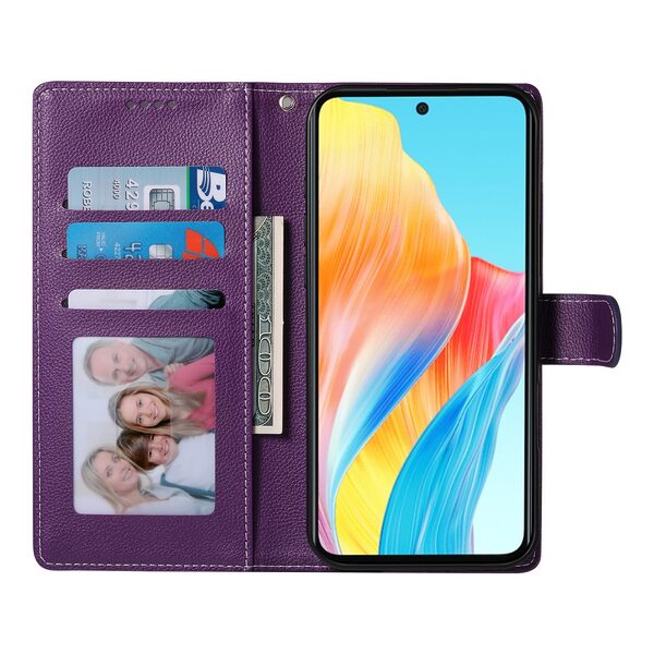 υποδοχές καρτών και μαγνητικό κούμπωμα Flip Wallet από συνθετικό δέρμα μωβ