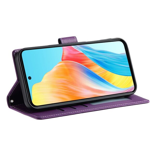 Θήκη Realme 14 Pro+ 5G Mad Mask Leather Wallet Case Protector με βάση στήριξης, υποδοχές καρτών και μαγνητικό κούμπωμα Flip Wallet από συνθετικό δέρμα μωβ - Image 4