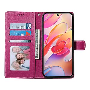 υποδοχές καρτών και μαγνητικό κούμπωμα Flip Wallet από συνθετικό δέρμα φούξια