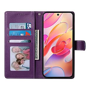 υποδοχές καρτών και μαγνητικό κούμπωμα Flip Wallet από συνθετικό δέρμα μωβ
