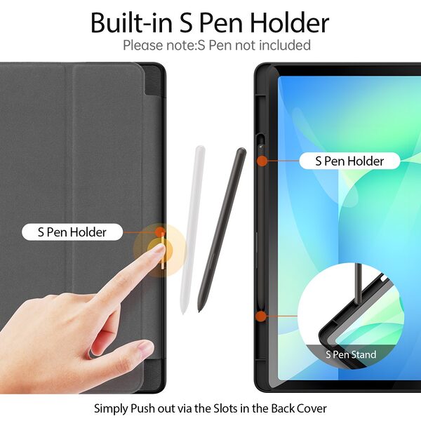 Θήκη Samsung Galaxy Tab S10 FE+ 13.1 DUX DUCIS Domo Series Tri-Fold με ειδική θέση για πενάκι και ενισχυμένη εσωτερική πλάτη μαύρο - Image 2