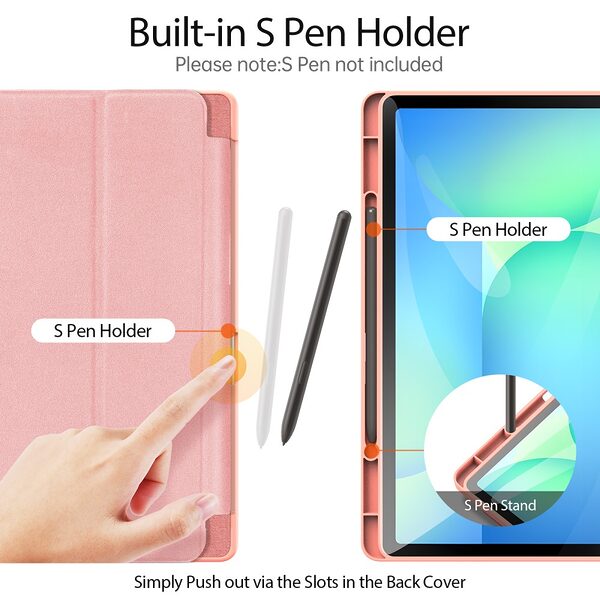Θήκη Samsung Galaxy Tab S10 FE+ 13.1 DUX DUCIS Domo Series Tri-Fold με ειδική θέση για πενάκι και ενισχυμένη εσωτερική πλάτη ροζ - Image 2