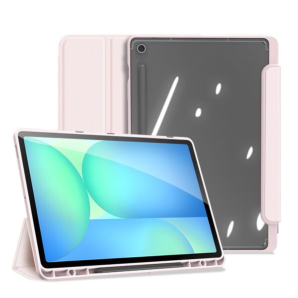 Θήκη Samsung Galaxy Tab S10 FE+ 13.1 DUX DUCIS Toby Series Tri-Fold με ειδική θέση για πενάκι και διάφανη ενισχυμένη πλάτη ροζ