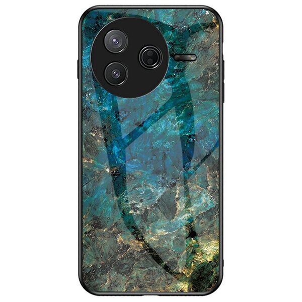 Θήκη Xiaomi Poco F7 Pro 5G / Poco F7 Ultra 5G OEM σχέδιο Marble με Πλάτη Tempered Glass TPU σμαραγδί