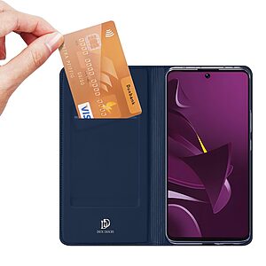υποδοχή καρτών και μαγνητικό κούμπωμα Flip Wallet από συνθετικό δέρμα και TPU μπλε
