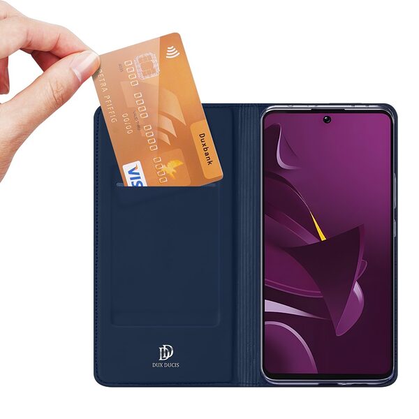 υποδοχή καρτών και μαγνητικό κούμπωμα Flip Wallet από συνθετικό δέρμα και TPU μπλε